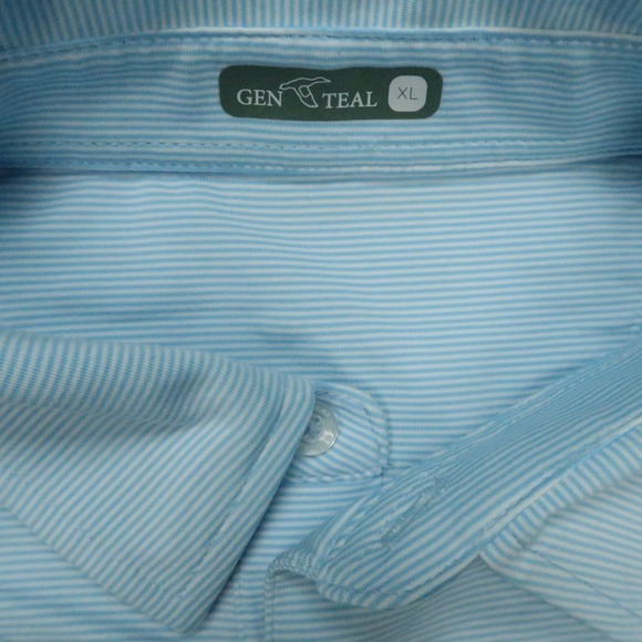 Ole Miss Rebels Shirt Men XL Blue White GenTeal Striped Performance Polo - Picture 3 of 10